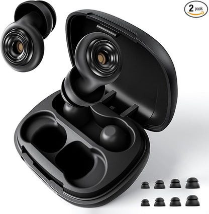 Ear Plugs for Sleeping 45dB Reusable Noise Cancelling Ear Plugs with 8 Eartips and Travel Case for Concerts, Snoring, Travel, Study Sleeping earplugs(Black)