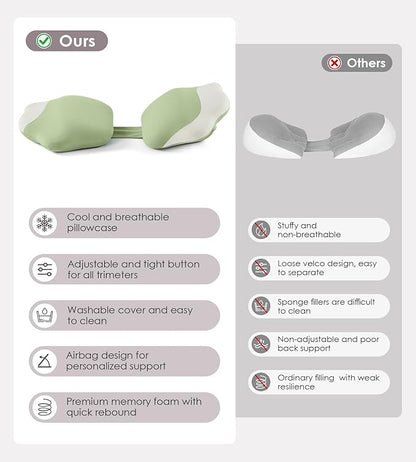 DONAMA Memory Foam Pregnancy Pillow- with Adjustable Air Bag for Back/Legs/Belly/HIPS Support, W-Shaped Pregnancy Wedge Pillows for Sleeping, Cooling Maternity Body Pillow for Pregnant Women