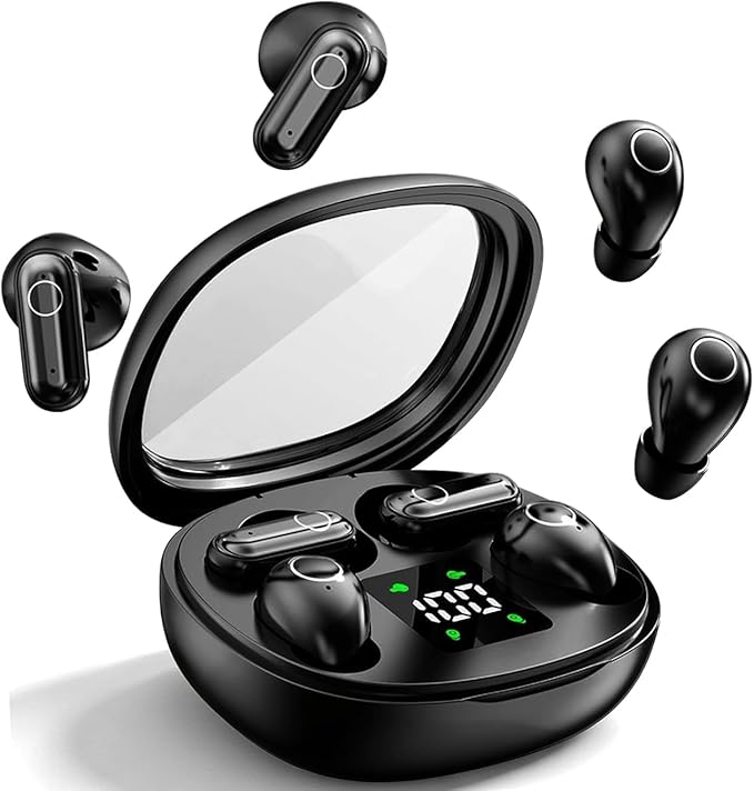 Mini Wireless Sleep Earbuds for Small Ears – Invisible, Low Profile Sleep & Work Earbuds, Tiny Discreet in-Ear Headphones, Discreet in-Ear Earphones for Small Ear Canals (Black)