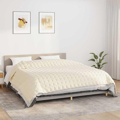 Light Cream Weighted Blanket King Size, Brushed Polyester Microfiber Reversible Design for Adults, Breathable Material with Calming Effect, Machine Washable for Relaxation