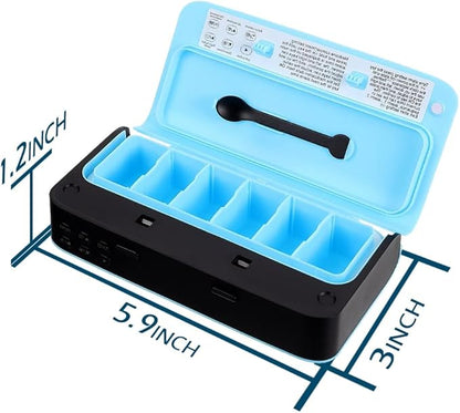 Rechargeable Pill Dispenser - Blue - Adjustable Pill Organizer Medicine Dispenser Weekly Travel Pill Organizer