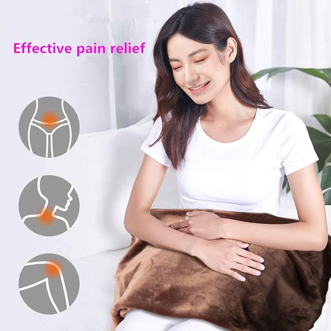 USB Electric Heating Blanket Personal Single-Person Small-Sized Heated Shawl 3 Heating Settings for Library, Outdoors, Car (Black)