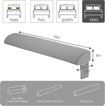 Sweetcrispy King Size Bed Wedge Pillow for Headboard, Modern Stylish Pillow to Fill Gap Between Headboard and Mattress, Bed Gap Filler, Grey