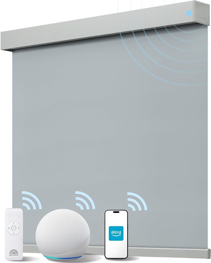 Smart Roller Shades for Windows, Alexa Blackout Motorized Blinds with Remote Control, Easy Install Automatic Electric Blinds for Indoor (29" W x 72" H, Gray)