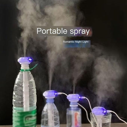 White Portable Mini Humidifier, Water bottle USB Cool Mist Small Humidifier with blue Lights.Perfect for Bedroom, Office, Plants, travel & Car(2PCS)