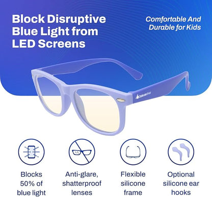 DefenderShield Blue Light Blocking Glasses Kid Series for Computer, Mobile, Gaming, Sleep-Purple - Anti Eye Strain, Headache