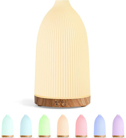 SALKING Essential Oil Diffuser, 100ml Aromatherapy Diffusers with Adjustable Mist Mode Timer Setting, Ultrasonic Diffusers for Essential Oils, Warm White Lights, 7 LED Colors, for Office Home