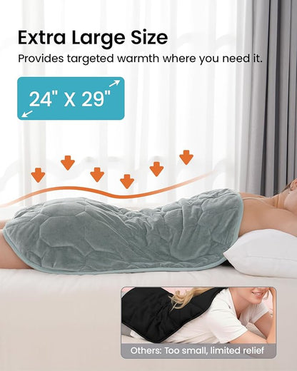 immtree Weighted Heating Pad for Period Cramps, 7lbs XXXL Size(29x24) with Fast Heat Technology, Heated Blankets for Adults, Deeper Pain Relief for Back, Shoulder and Knee