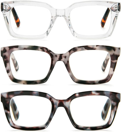 DXYXYO Reading Glasses 0.75 Women Blue Light Blocking Oversized Square Computer Readers 3 Pack Fashion Oprah Style