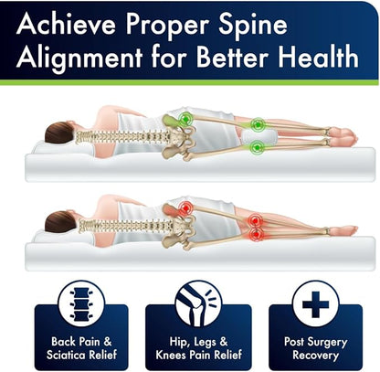 Sports Medica Doctor Developed Knee Pillow for Side Sleepers - Washable Cover Memory Foam Leg Pillow for Side Sleeping, Lower Back & Sciatica Pain Relief - Spine Alignment - Between Knee Hip Cushion