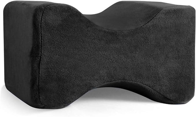 Memory Foam Wedge Contour Knee Pillow for Side Sleepers, Leg Pillows for Spine Alignment, Back Pain, Pregnancy Support - Pain Relief for Sciatica, Hip, Joint, Surgery (Black)
