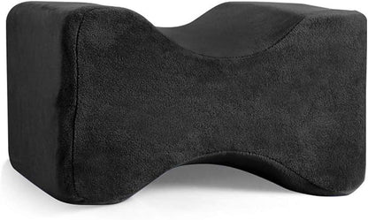 Memory Foam Wedge Contour Knee Pillow for Side Sleepers, Leg Pillows for Spine Alignment, Back Pain, Pregnancy Support - Pain Relief for Sciatica, Hip, Joint, Surgery (Black)