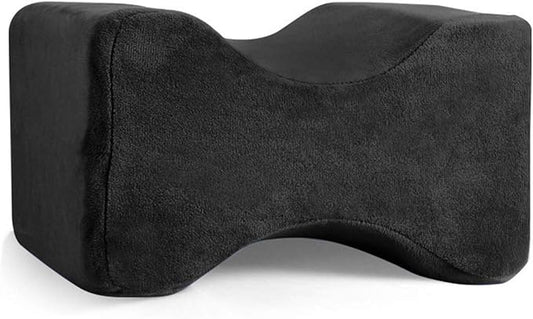 Memory Foam Wedge Contour Knee Pillow for Side Sleepers, Leg Pillows for Spine Alignment, Back Pain, Pregnancy Support - Pain Relief for Sciatica, Hip, Joint, Surgery (Black)