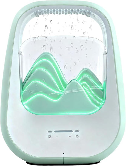 8-in-1 White Noise Sound Machine with Waterfall Design Essential Oil Diffuser Rain Sound Machine with Humidifier, Night Light, Help Stress Relief for Bedroom Office Decor Gift, Green