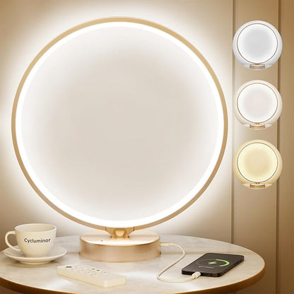 Desk Lamp Light Therapy Lamp,Sun Lamp 10000 Lux with 3 Color Temperatures, Stepless Brightness, Timer & Memory Function, Daylight Lamp,Full Spectrum Light for Home, Office,Decoration-Gold