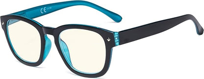 Eyekepper Blue Light Filter Reading Glasses - UV420 Protection Computer Reader Eyeglasses - Black-Blue +0.75