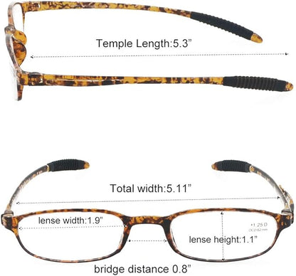 Computer Blue Light Blocking Reading Glasses(Flexible and Lightweight) Plastic Portable Readers