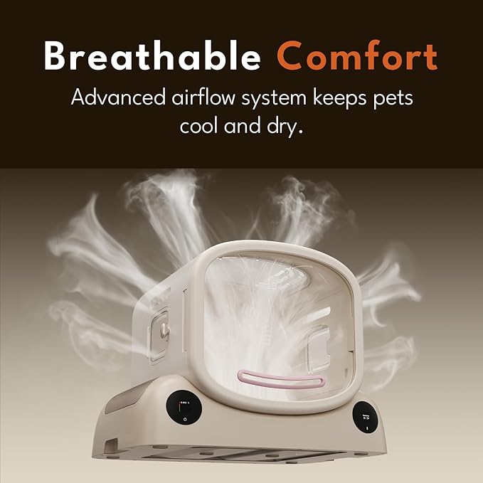 PetSnowy Pet Dryer Box - Safe Modular Design, 80L Large Space, Smart Temperature & App Control, 5 Sides Efficient Airflow, Ultra Quiet Cat and Dog Hair Dryer for Pet Grooming