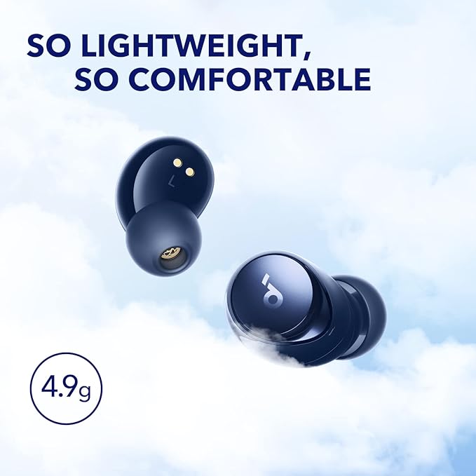 Soundcore by Anker Space A40 Auto-Adjustable Active Noise Cancelling Wireless Earbuds, Reduce Noise by Up to 98%, 50H Playtime, Hi-Res Sound, Comfortable Fit, App Customization(Renewed)