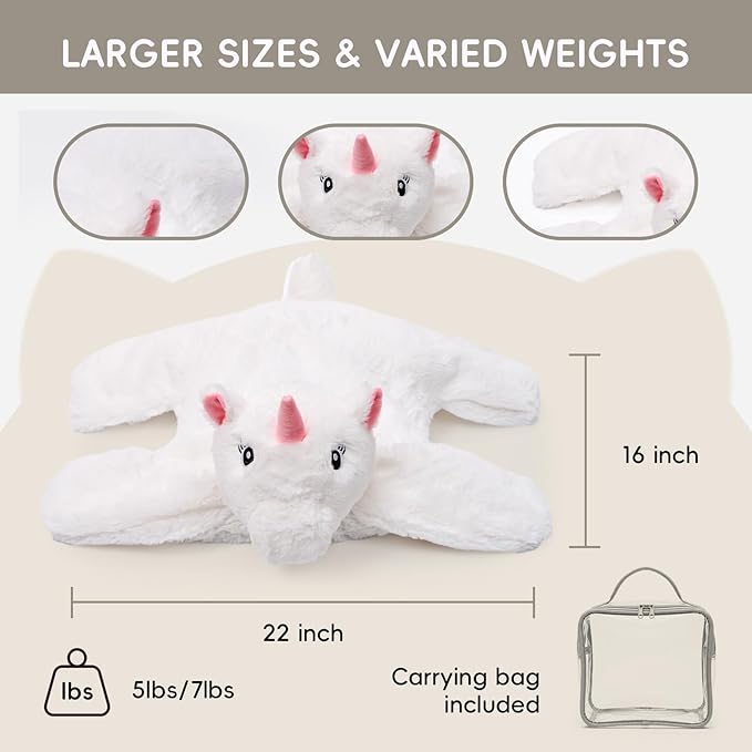 L'AGRATY Weighted Lap Pad for Kids 5 lbs, Sensory Needs Weighted Stuffed Animals Lap Blanket Soft Plush Hugging Sensory for Kids Teen Adults Removable Washable Cover