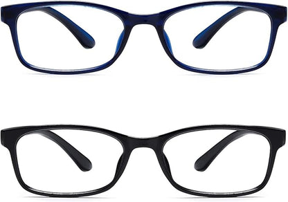 EYEURL Lightweight Reading Glasses Blue Light Blocking - 2 Pairs Computer Readers UV Protection Anti Eyestrain Comfortable TR90 Frame Lightweight Readers Glasses for Men Women +1.5