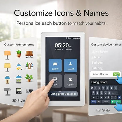 LANBON L10 Large LCD Smart Light Switch, Custom Display & Icons, 6-in-1 1/2/3/4 Gang & Curtain, 2.4GHz WiFi, Compatible with Alexa & Google Home, Motion Wake Screen, No Dimmer, Neutral Wire Required
