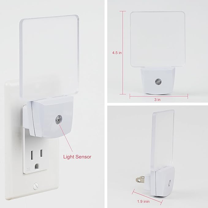 2 Pack 0.5W Plug in LED Night Light with Dusk to Dawn Sensor Red