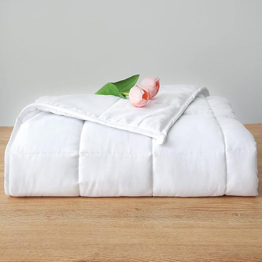 Weighted Blanket 15lbs Queen Size White 60"x80" Weighted Blankets for Adults Heavy Blanket are Comfortable and Cozy