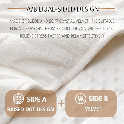 Weighted Blanket with Plush, Single Double Heavy Blanket with Premium Glass Bead All-Season Even Weight Distribution Therapy Blanket A/B Double Side 48x72 15lbs