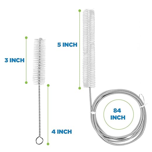 Care Touch CPAP Tube Cleaning Brush - Flexible Stainless (7 Feet) Plus Handy Brush (7 Inches) fits 16mm Diameter Tubing