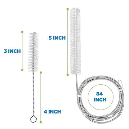 Care Touch CPAP Tube Cleaning Brush - Flexible Stainless (7 Feet) Plus Handy Brush (7 Inches) fits 16mm Diameter Tubing
