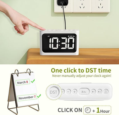 Digital Alarm Clock for Bedroom - Large 4.8" LED Display, Dual Alarm, 100% Dimmer, DST, Battery Backup, Simple Desk Clock for Bedside, Seniors, Kids, Teens