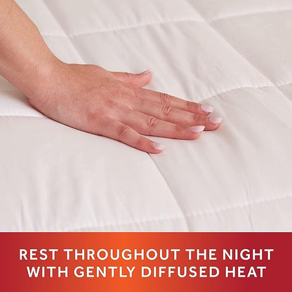 Sunbeam King Premium Electric Heated Mattress Pad with Dual Controls, 20 Heat Settings and 100% Cotton Top