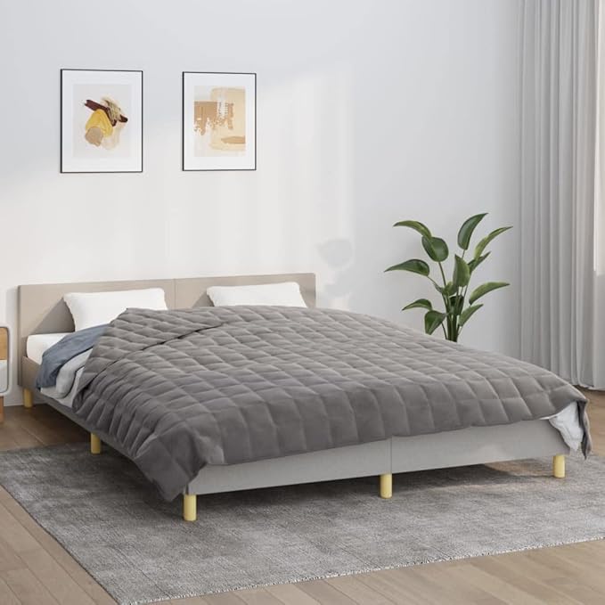 Weighted Blanket Grey 90.6 x 86.6 in 24.3 lbs for Enhanced Sleep Experience with Gentle Pressure and Hypoallergenic Glass Beads, Soft Polyester Microfibre for Anxiety Relief