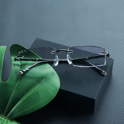 LifeArt Blue Light Blocking Glasses,Computer Reading Glasses,Rimless Frame Tinted Lens with Diamond,Stylish for Men (+2.00 Magnification)