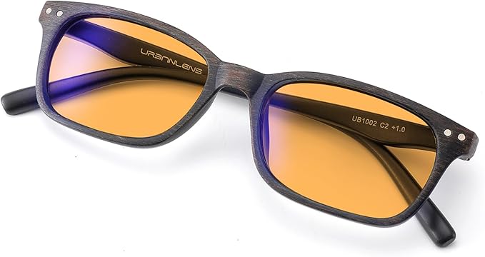 Blue Light Blocking Reading Glasses - For Better Sleep, Reduce Eye Strain for Women + Men, With Wooden Finishes (Brown, 2.25, x)