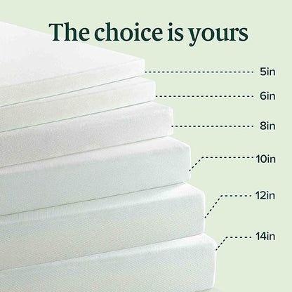 Zinus 14 Inch Queen Green Tea Memory Foam Mattress, Fiberglass Free, Medium Firm Feel, Zoned Pressure Relief, Certified Safe Foams & Fabric, Mattress in A Box