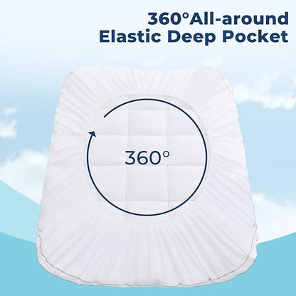 OLANLY Dual-Layer 4 Inch Twin XL Size Memory Foam Mattress Topper for College Dorm Room Essentials, 2 Inch Gel Memory Foam Topper, 2 Inch Cooling Pillow Top Mattress Pad Cover, White