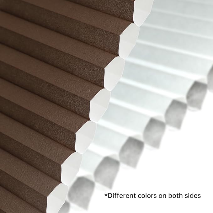 Motorized Cellular Shades with Remote, Light Filtering Smart Cellular Shades Compatible with Alexa, Honeycomb Window Blinds for Bedroom Home Office, Custom Size, Half Shading Brown