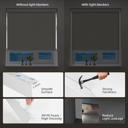 ZSTARR Motorized Smart Blind for Window with Remote Control, Automatic Blackout Roller Shade Customizable Size,with Valance Child Safety Rechargeable Battery Blinds (Medium Khaki)