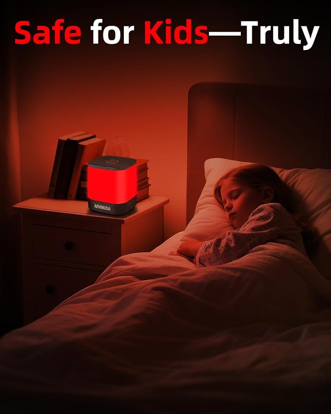 Red Light Night Light for Sleep, 670nm Wavelength Aid to Support Deep Relaxation: Naturally Aids Sleeps with 2 Colors, 3 Brightness & Touch Control for Adults, Kids Bedroom - USB Charging