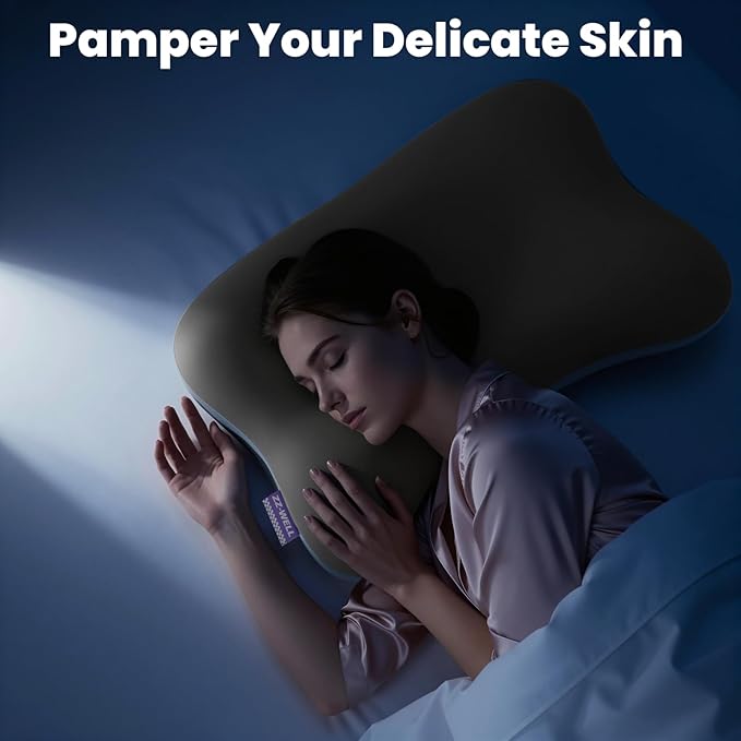 Double Side Pillow Covers, Cooling & Soft Pillow Cases for Patented Side Sleep Pillow, Machine Washable, Only Pillow Cover (Blue Grey)