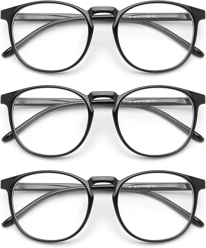 IBOANN Chic & Comfy Blue Light Glasses for Women - 3-Pack Round Frames, Screen-Ready Style with UV Protection Coating