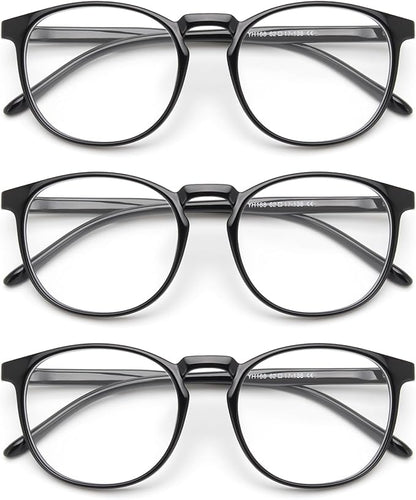 IBOANN Chic & Comfy Blue Light Glasses for Women - 3-Pack Round Frames, Screen-Ready Style with UV Protection Coating