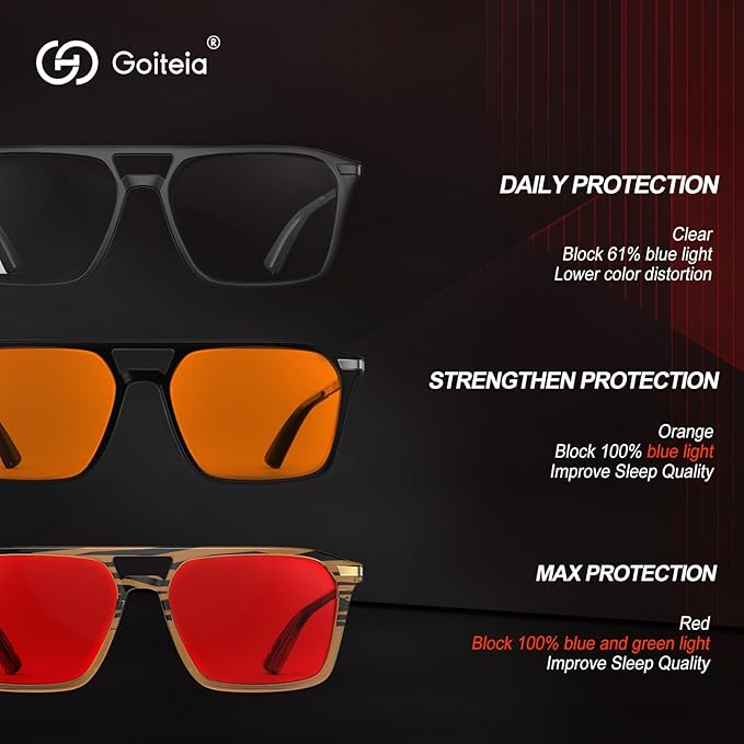 Goiteia Orange Blue Light Blocking Glasses-Retro 70s Blue Light Glasses for Men Women, Easier Sleep and Migraine Relief