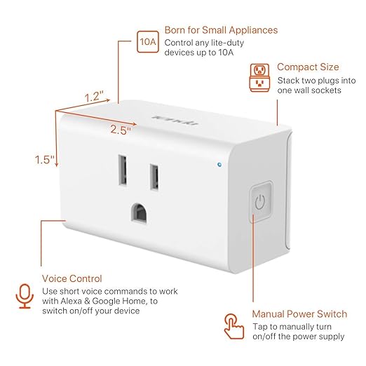 TENDA SP3 (1 Pack) Smart Plug WiFi Outlet Switch, Compatible with Alexa & Google Assistant for Voice Control, Timer & Schedule Function, Compact Design, UL FCC RoHS Certified, No Hub Required