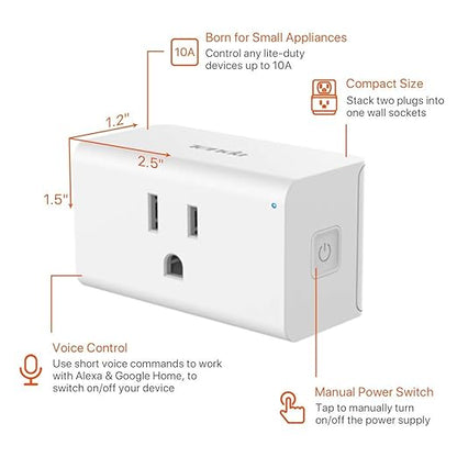 TENDA SP3 (1 Pack) Smart Plug WiFi Outlet Switch, Compatible with Alexa & Google Assistant for Voice Control, Timer & Schedule Function, Compact Design, UL FCC RoHS Certified, No Hub Required