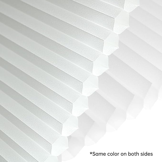 Motorized Cellular Shades with Remote, Light Filtering Smart Cellular Shades Compatible with Alexa, Honeycomb Window Blinds for Bedroom Home Office, Custom Size, Half Shading Crystal White