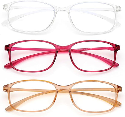 AQWANO 2.25 Reading Glasses Men Women Computer Blue Light Blocking, 3 Pack Lightweight TR90 Flexible Frame Comfort Durable Readers Glasses, No Rubber