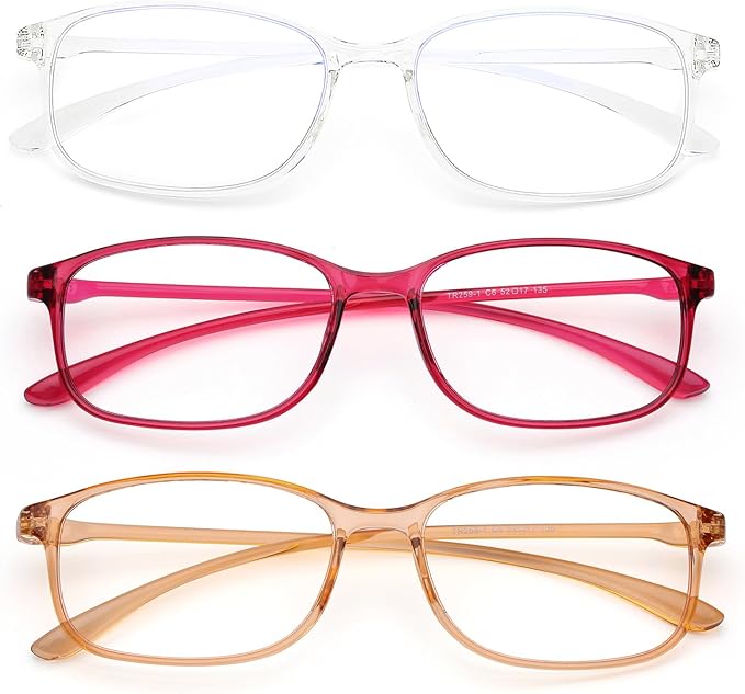 AQWANO 1.25 Reading Glasses Men Women Computer Blue Light Blocking, 3 Pack Lightweight TR90 Flexible Frame Comfort Durable Readers Glasses, No Rubber Frames